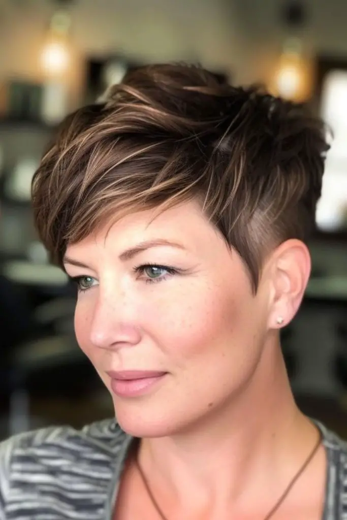 Polished pixie with dimensional highlights.