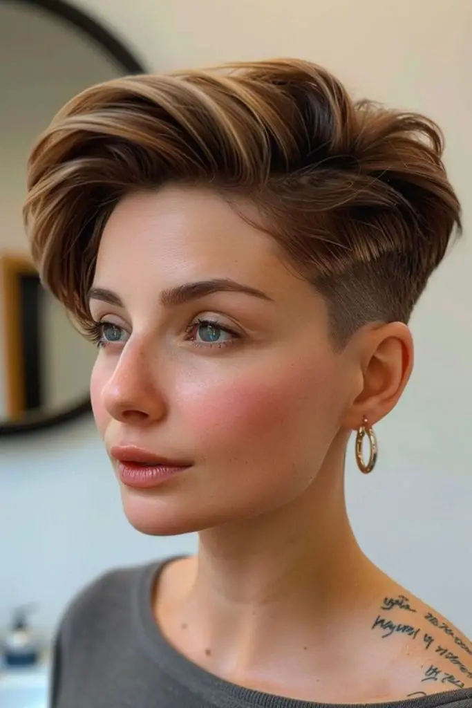 Sharp pixie with clean, sleek finish.