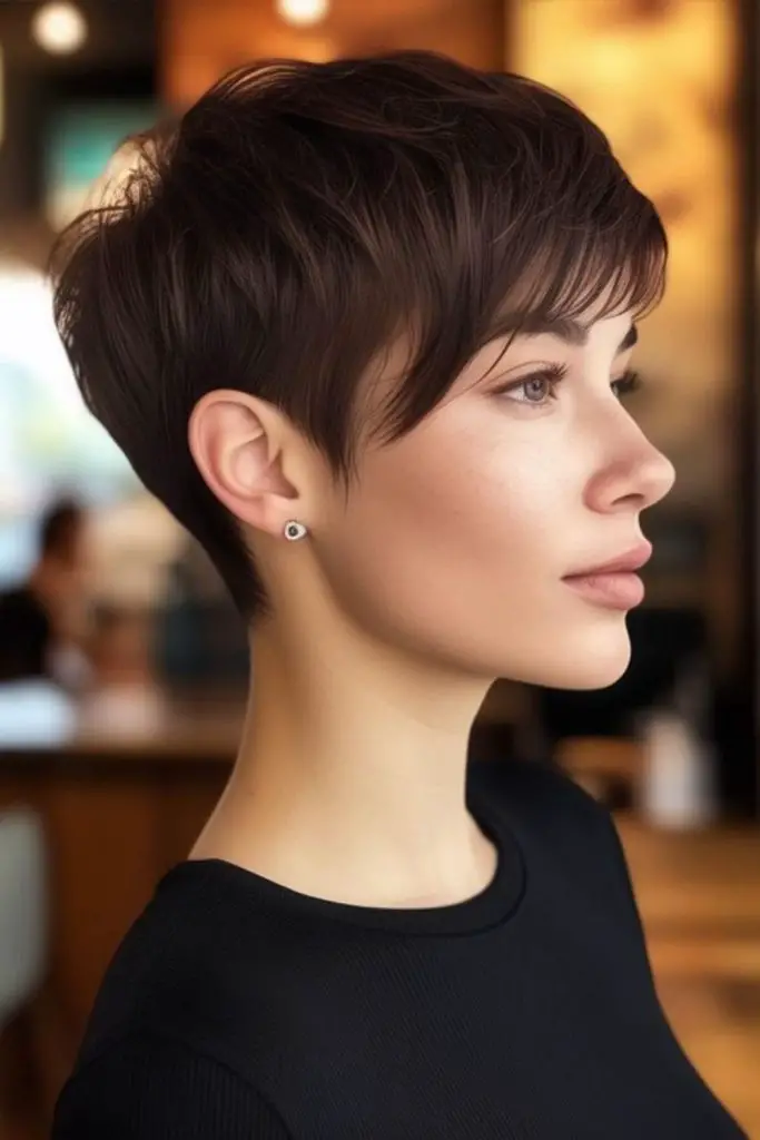 Edgy spiked pixie with tapered back.