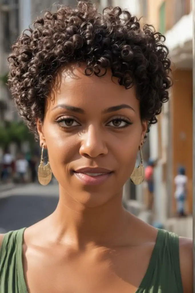 Mushroom cut with gentle, subtle curls.
