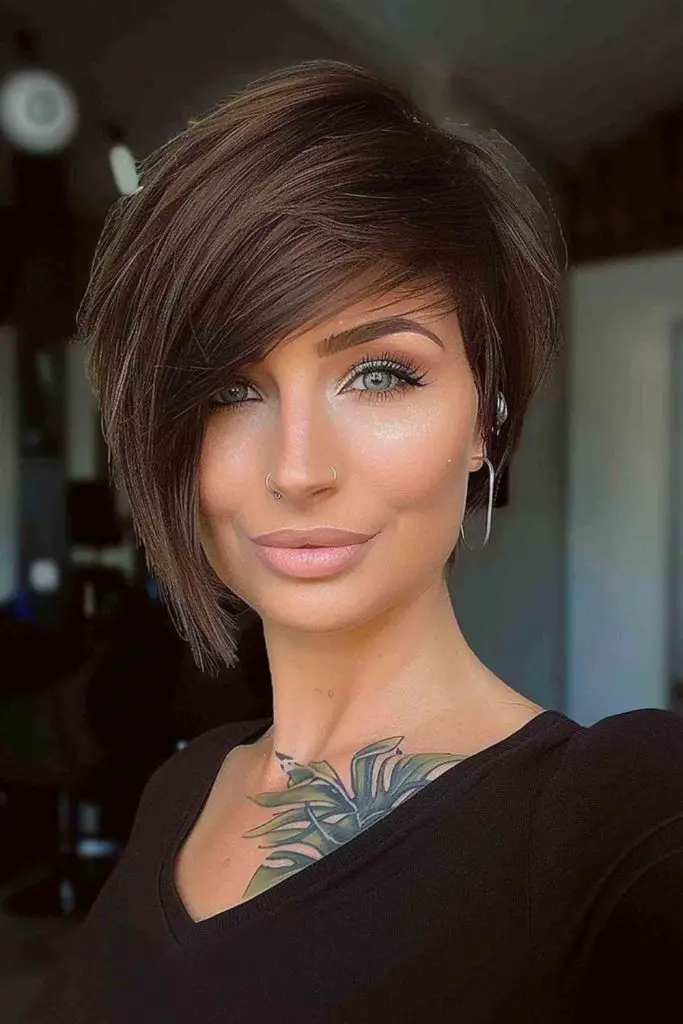 Angular bob with sharp side part.