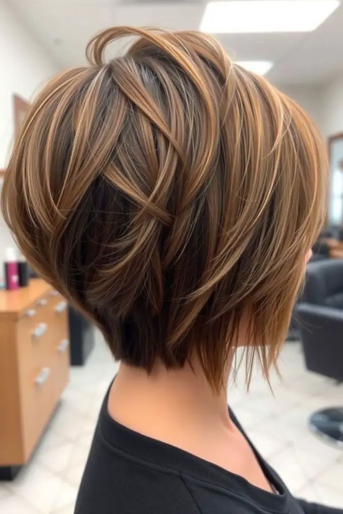 Uneven bob cut for an edgy look.