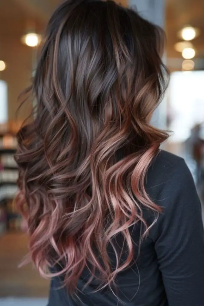 Bitter chocolate ombre for bold contrast.