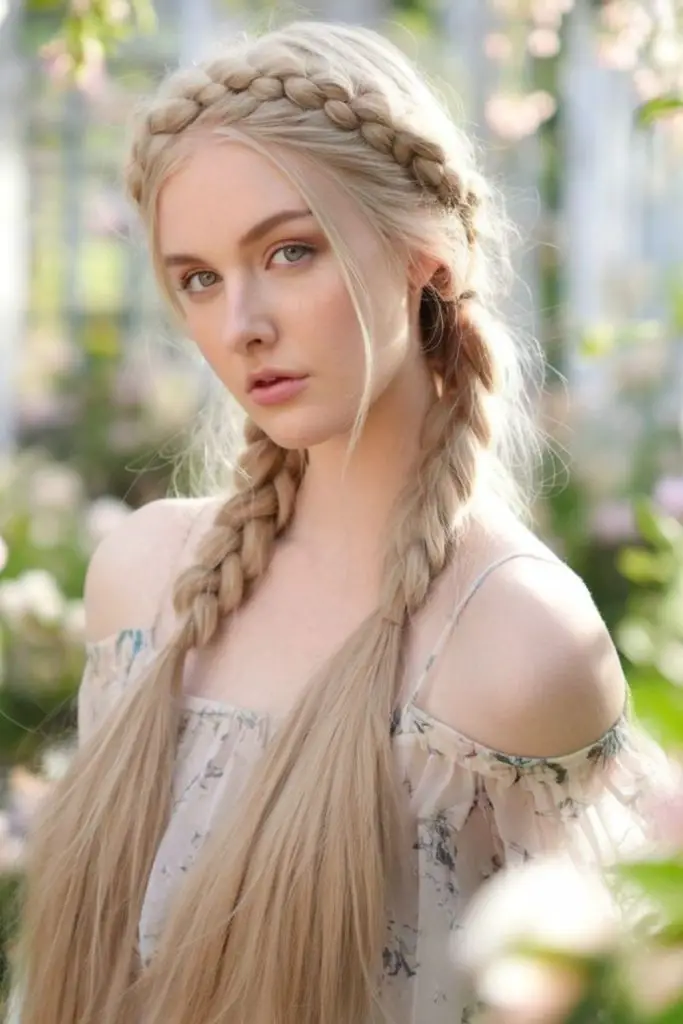 Halo braid with loose ethereal tendrils.
