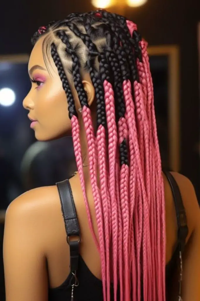 Vibrant braids infused with bold colors.