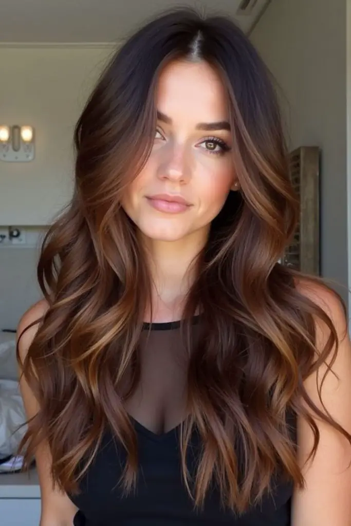 Coffee bean brunette for effortless elegance.