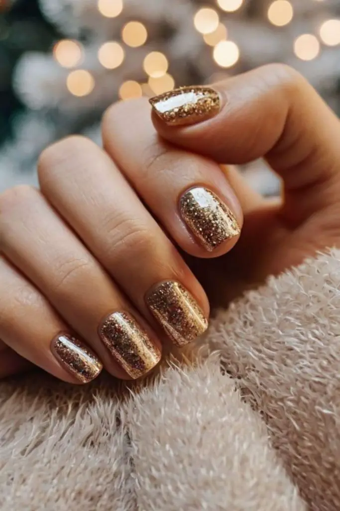 Warm taupe nails with shine.