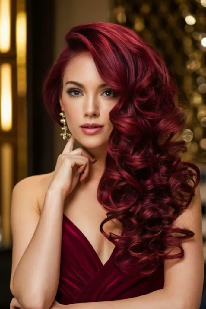 Spiraled red curls bursting with confidence.