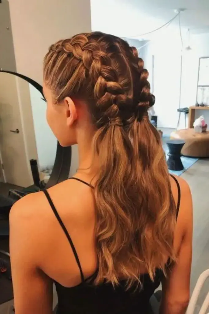 Parallel Dutch braids with security.