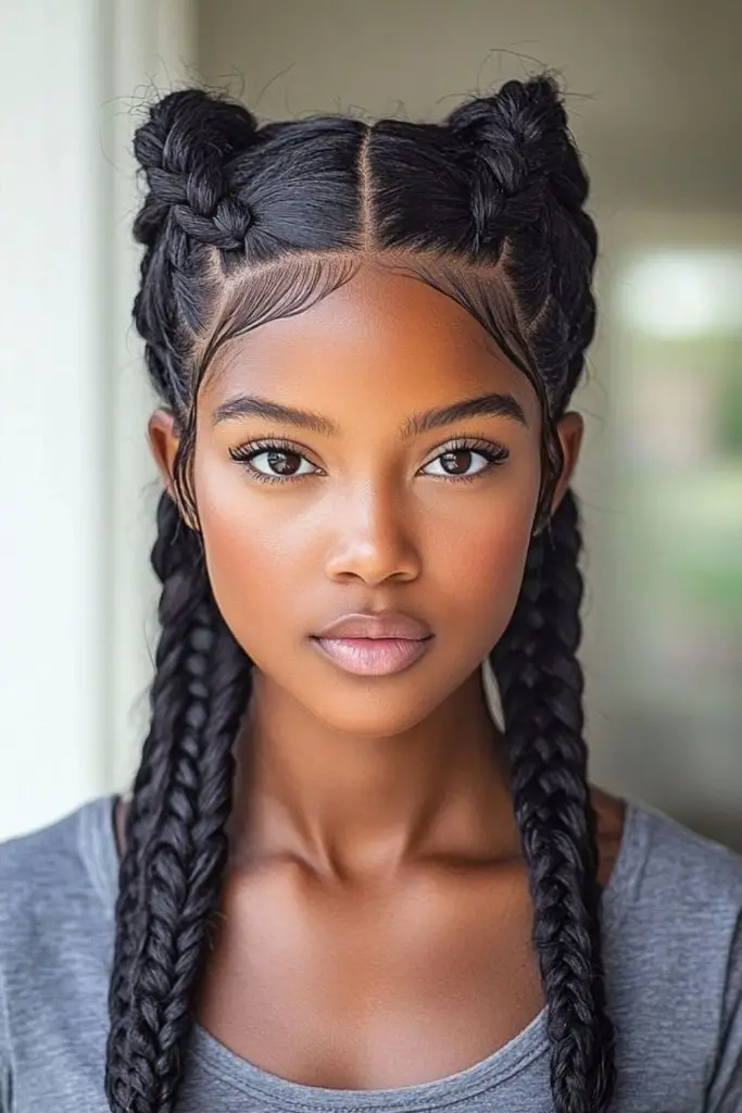 "Polished Dutch braids for elegant styling."