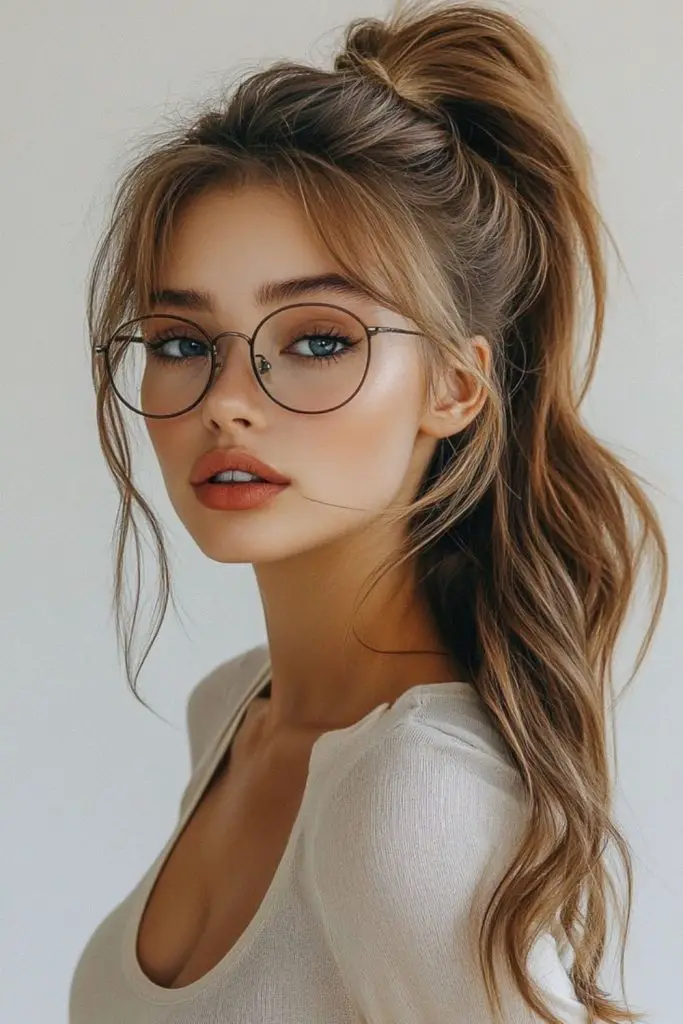 Ombre ponytail glowing with fiery tips.