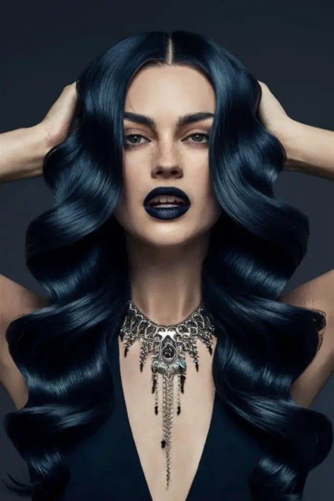 Glossy black waves with mysterious elegance.