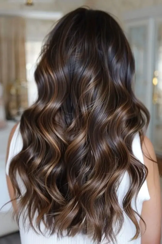 Hazelnut-kissed brown with soft highlights.