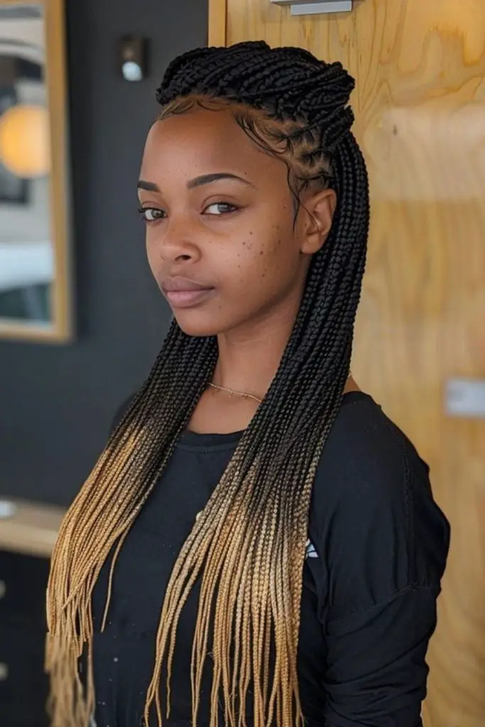 Ombre-colored knot-free braids with flair.