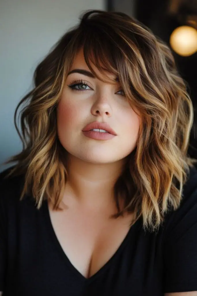 Shoulder-length lob with subtle layering.