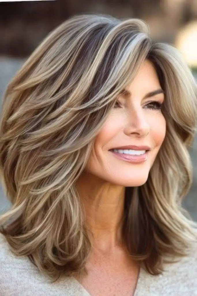 "Layered lob with soft feathered ends."