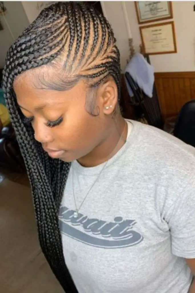 Side-swept braids inspired by pop culture.