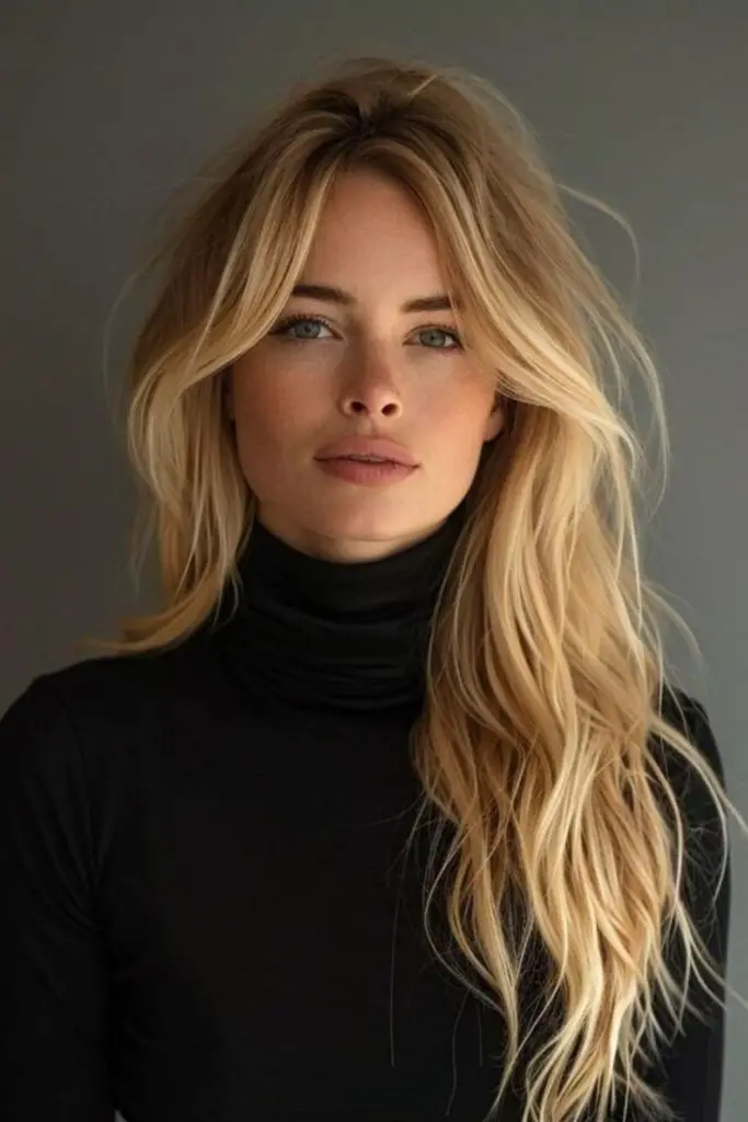 Flowing waves enhance structured knitwear.