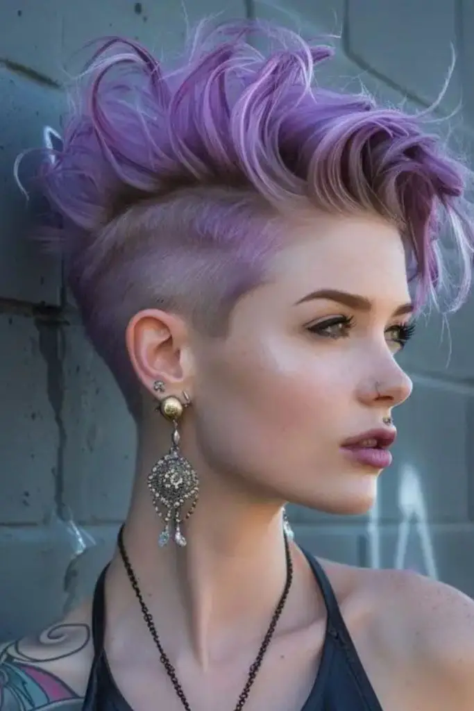 Silver mohawk blending edgy and futuristic.