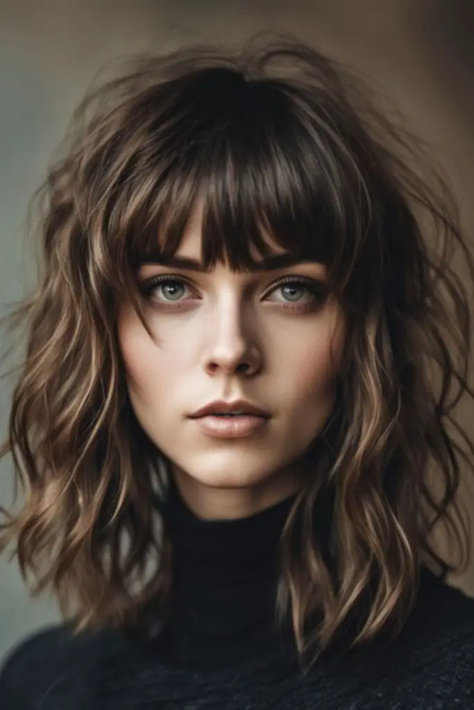 Polished shag with edgy, tousled movement.
