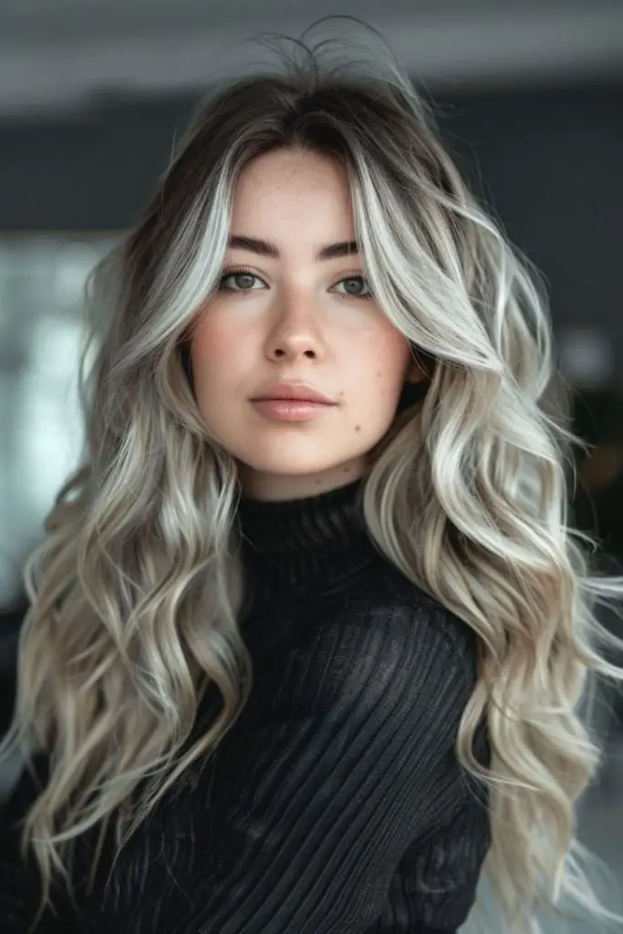 Moonlit ombre with platinum framing highlights.