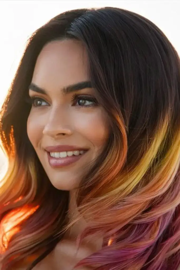 Fiery ombre hues blending into amber waves.