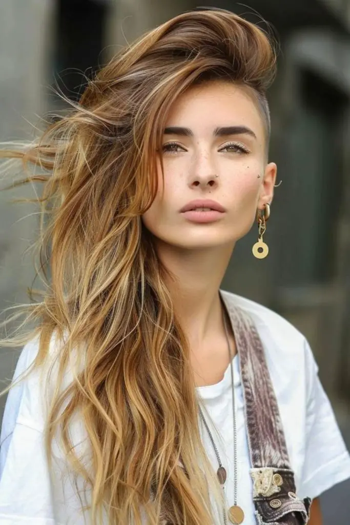 Retro flip hairstyle with attitude.