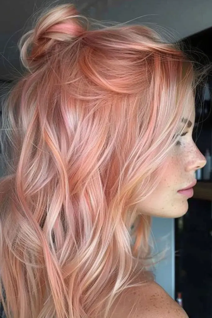 Elegant rose gold waves with metallic shine.