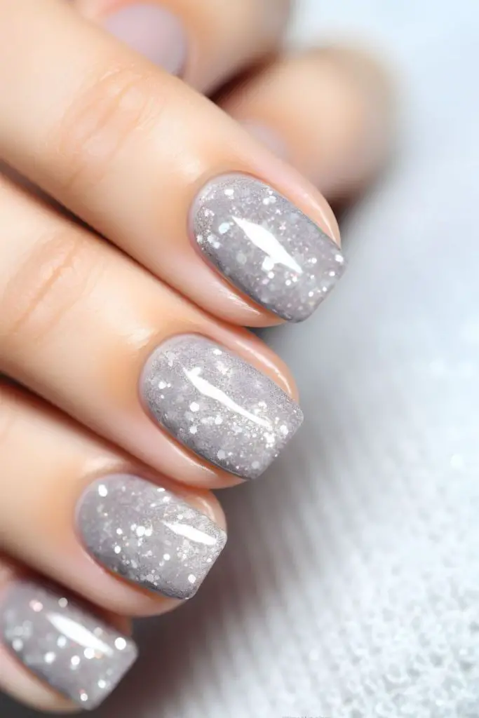 Pearlescent gray nails for winter.