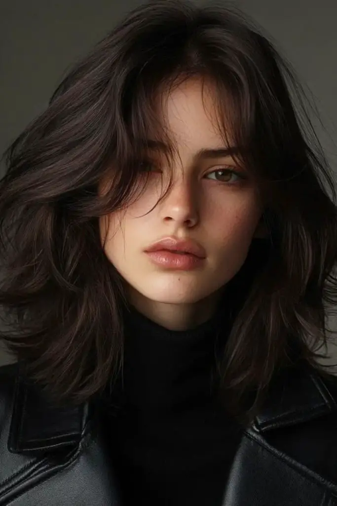 Smooth, mirror-like tresses radiating minimalism.