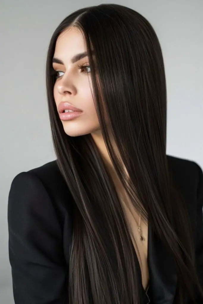 "Sleek, straight hair for a polished look."