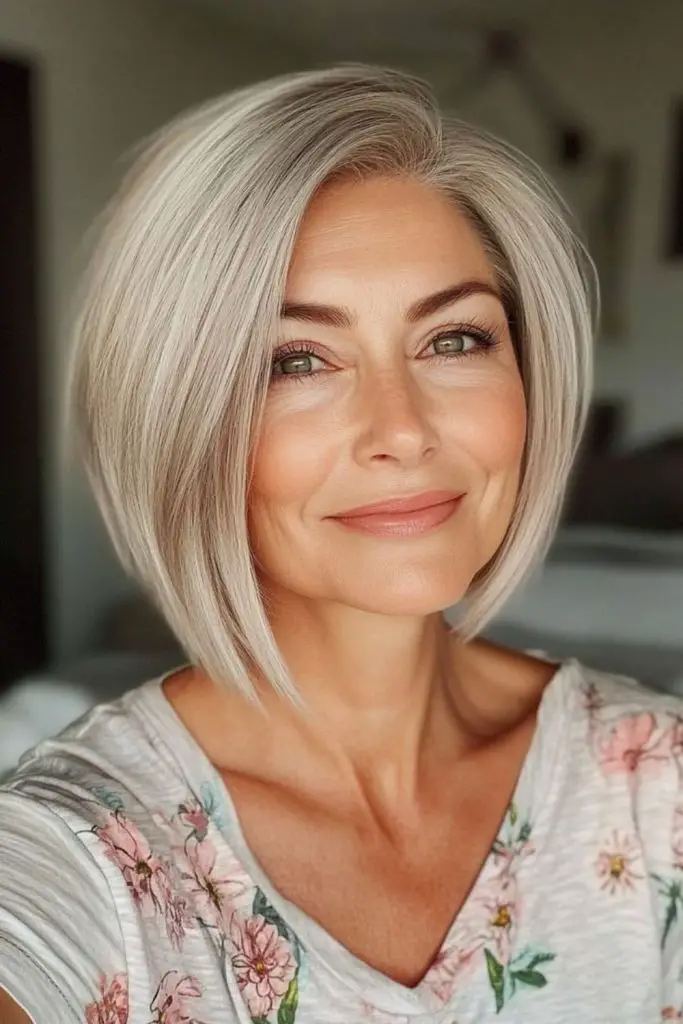 Polished straight bob with precise lines.
