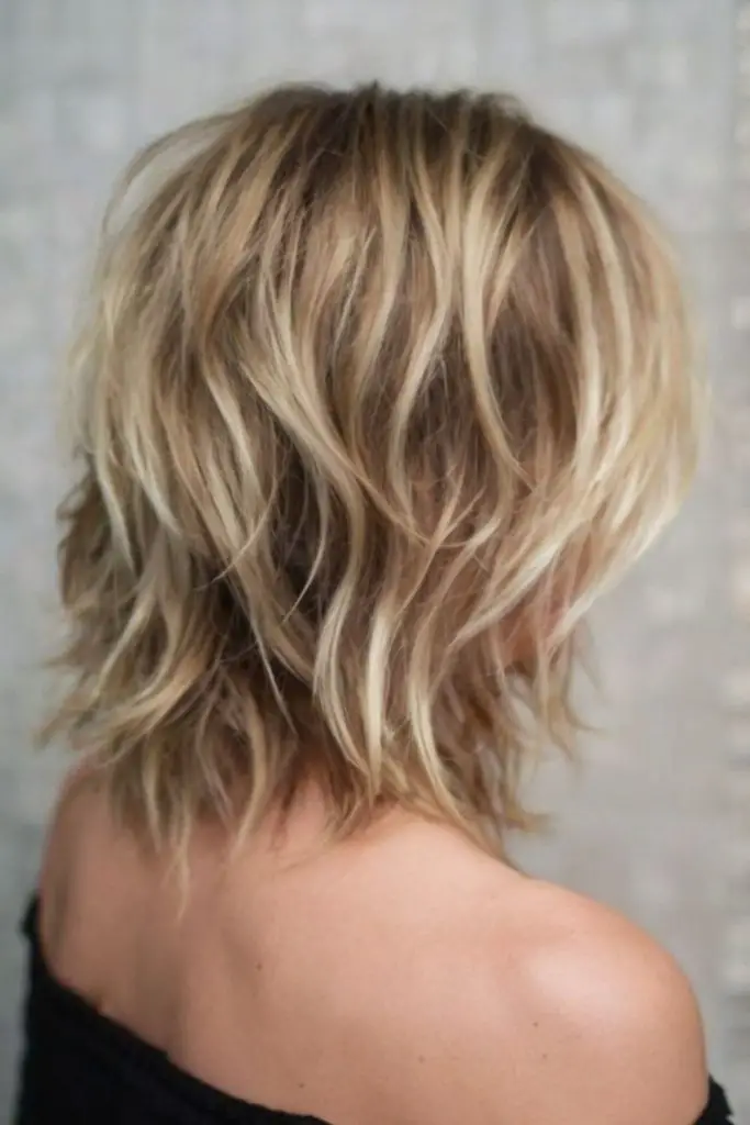 Soft shag with voluminous, layered texture.