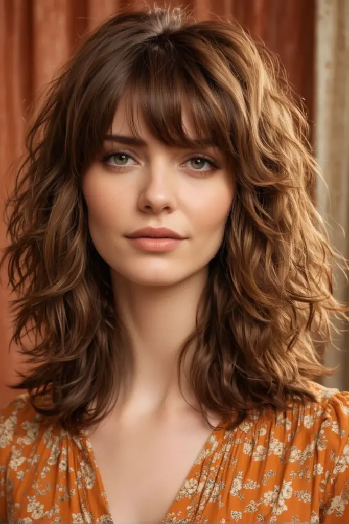 Natural curls enhanced by soft shag layers.