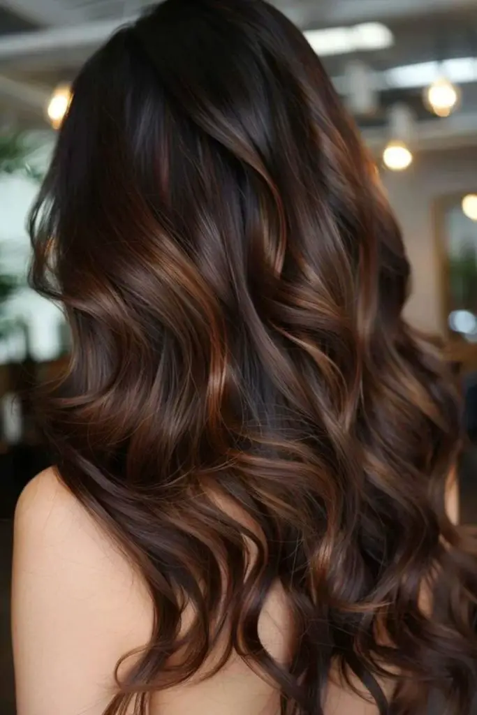 Sultry espresso waves with glossy shine.