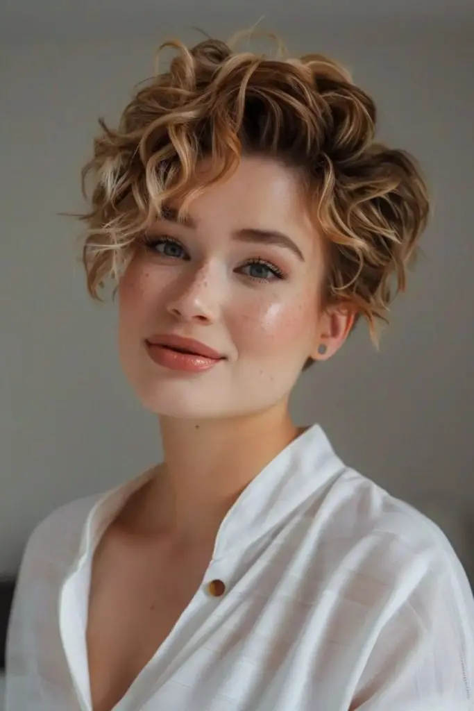 Textured bob pixie cut with bold layers.