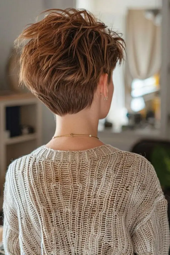 Messy short pixie with textured layers.