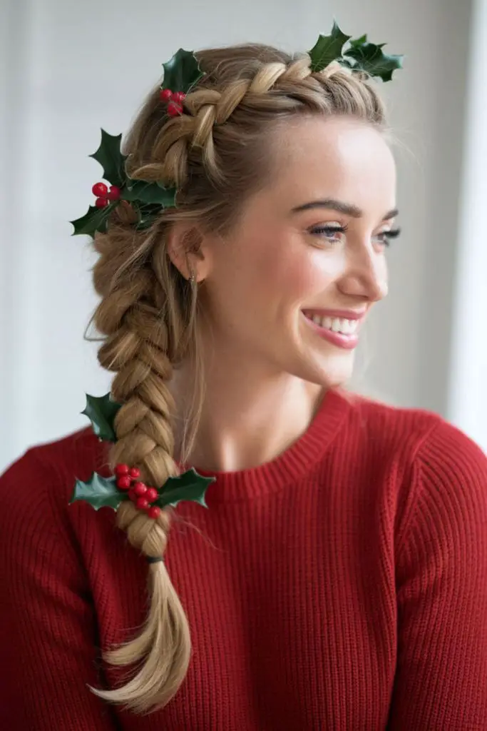 Nature-inspired braid with festive holly.
