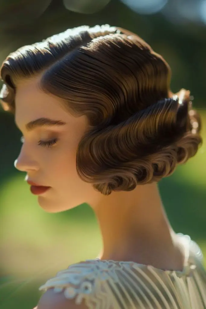 Glamorous finger waves in classic bob.