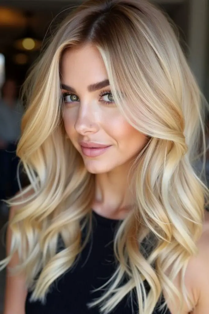 Platinum base with soft golden highlights.