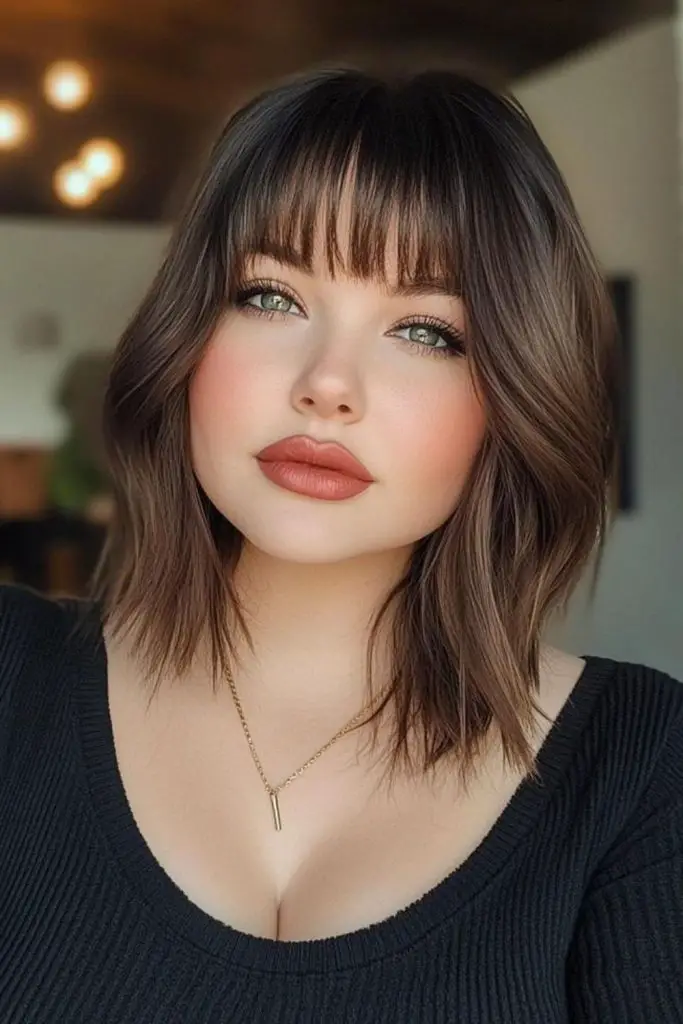 Feathery bangs for soft face framing.