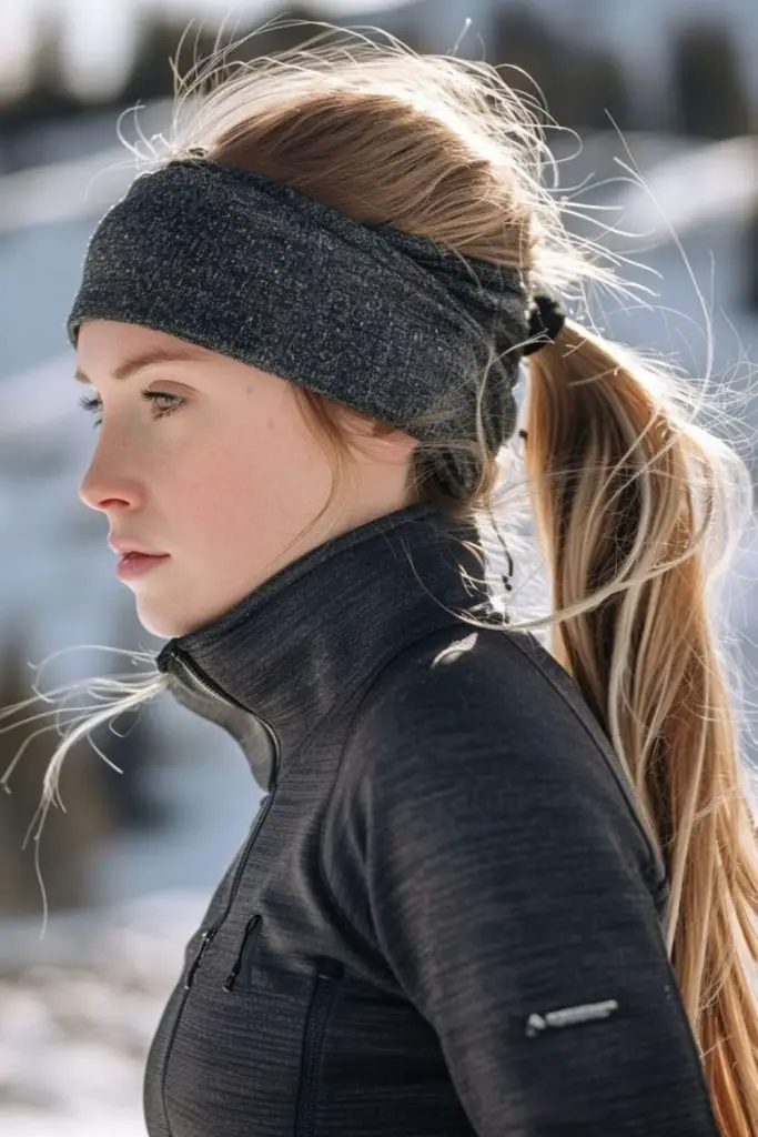 "Twisted ponytail for secure alpine style."