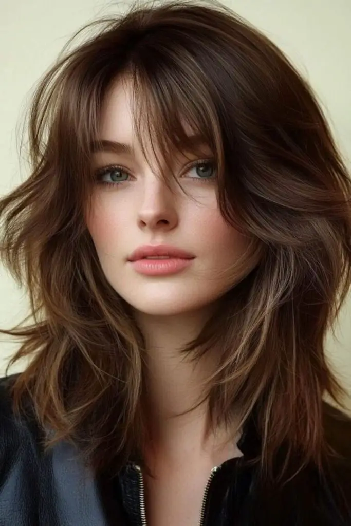 Edgy, angular bangs for a modern twist.