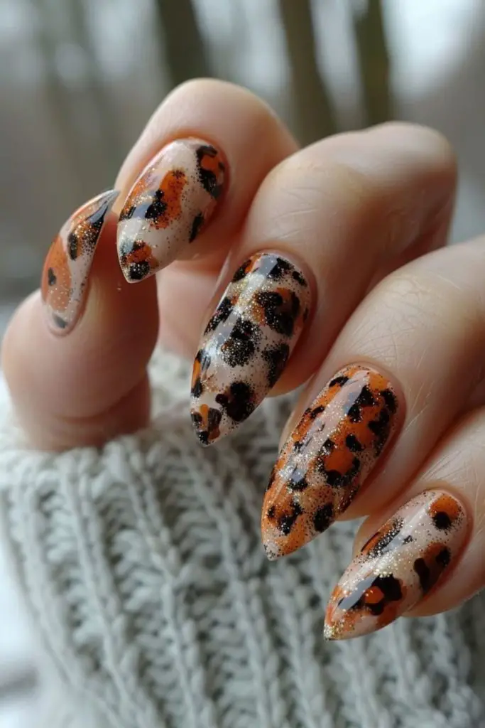 Fierce animal print nails with rich hues.