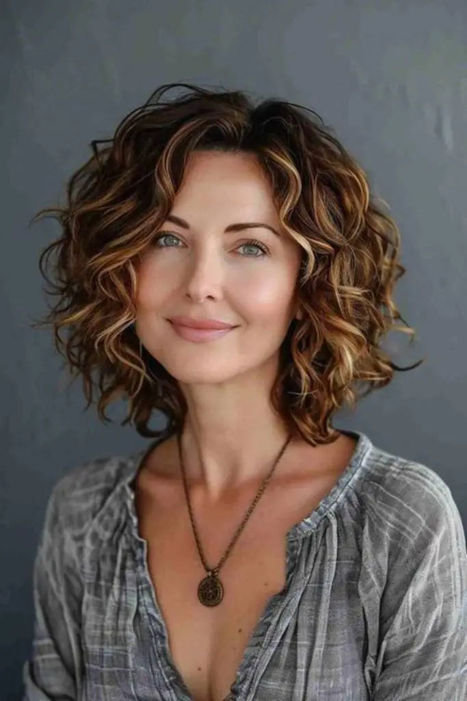 "Curly hair with added bounce and fullness."