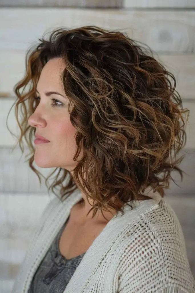 Choppy layers adding texture to curled lob.