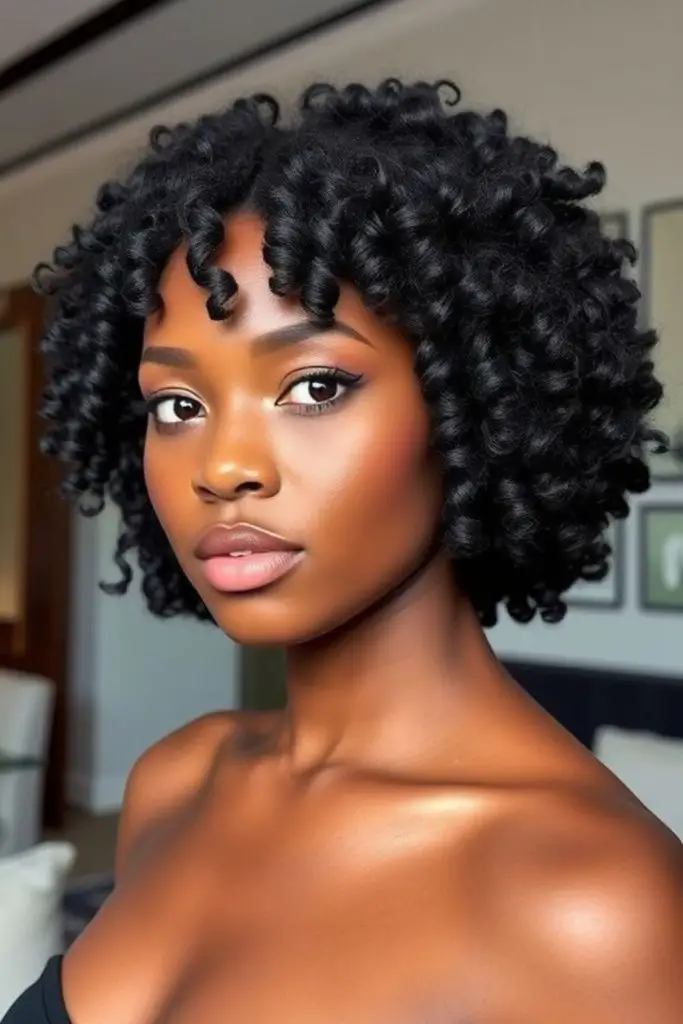 Vibrant curly fro celebrating natural beauty.
