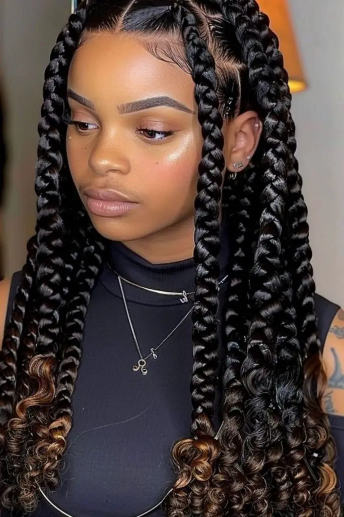 Twists unravel into lively, defined curls.