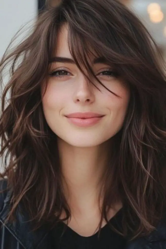 Face-framing layers enhancing facial features.