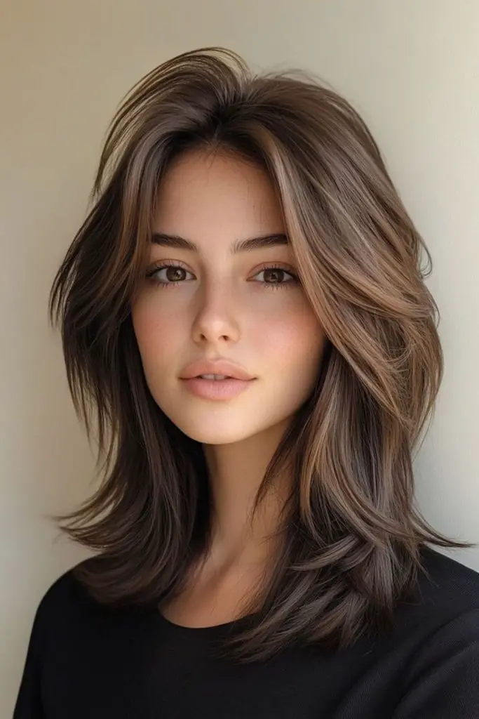 Layered long bob with chic movement.